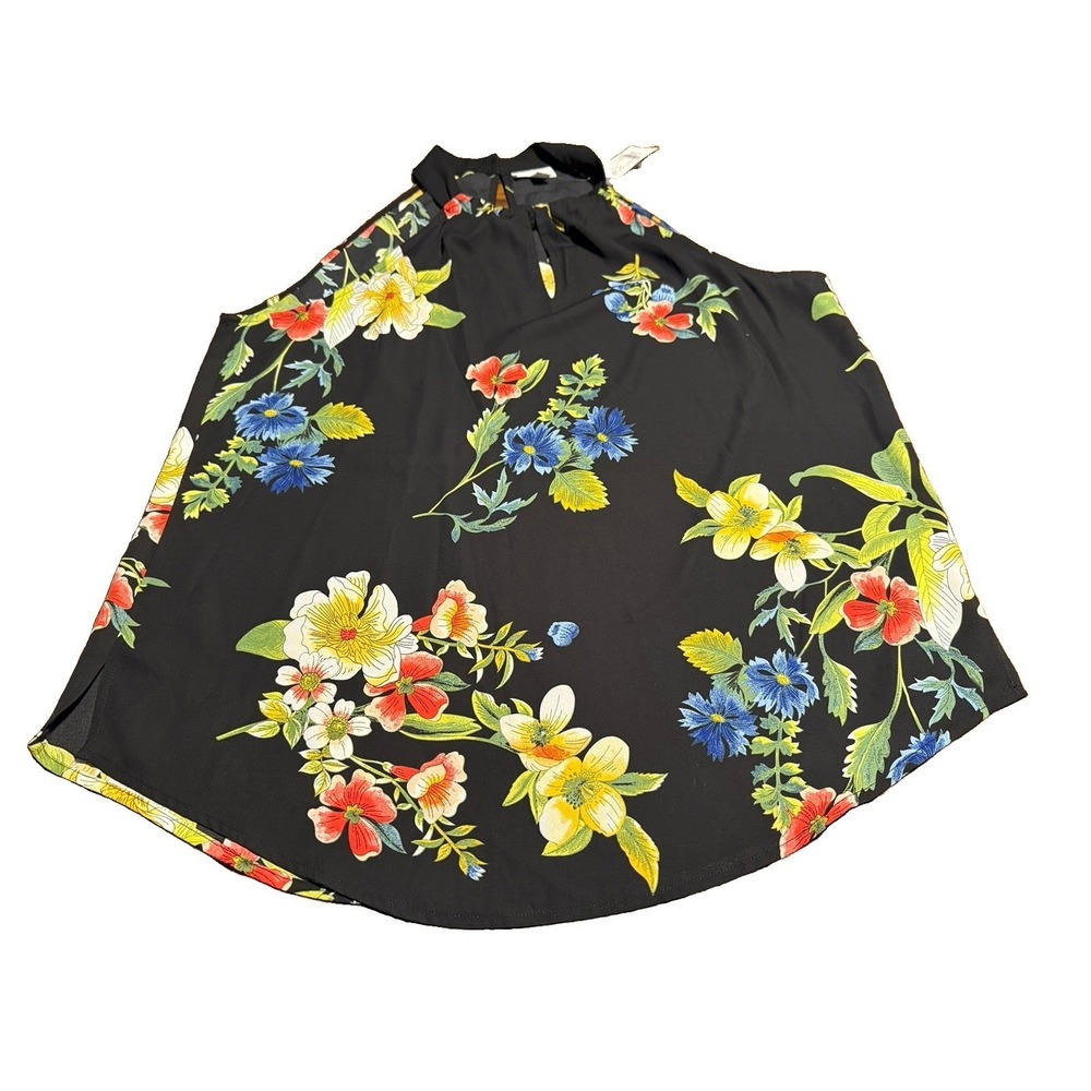 New York Company Shirt Womens XL Floral Halter Keyhole Sleeveless Tank Top NWT
